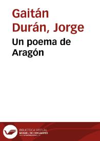 Un poema de Aragón | Biblioteca Virtual Miguel de Cervantes