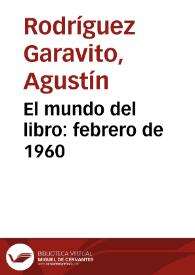 El mundo del libro: febrero de 1960 | Biblioteca Virtual Miguel de Cervantes