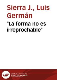 "La forma no es irreprochable" | Biblioteca Virtual Miguel de Cervantes