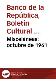 Misceláneas: octubre de 1961 | Biblioteca Virtual Miguel de Cervantes