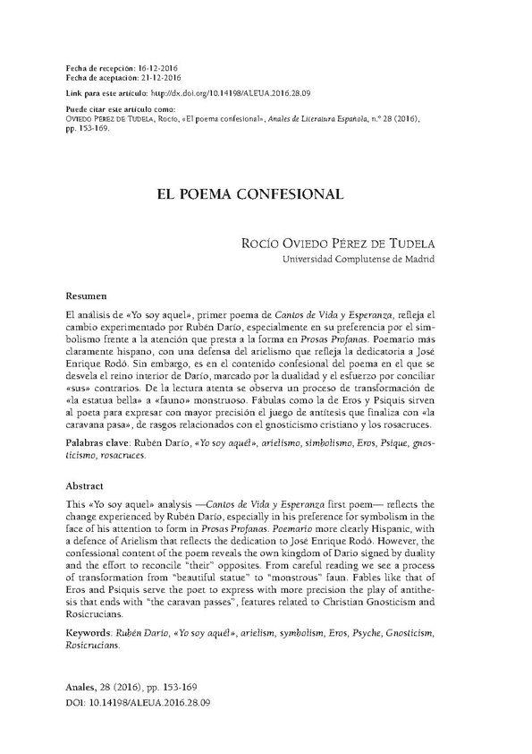 El poema confesional / Rocío Oviedo Pérez de Tudela | Biblioteca Virtual Miguel de Cervantes
