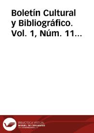 Boletín Cultural y Bibliográfico. Vol. 1, Núm. 11 (1958) | Biblioteca Virtual Miguel de Cervantes