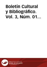 Boletín Cultural y Bibliográfico. Vol. 3, Núm. 01 (1960) | Biblioteca Virtual Miguel de Cervantes