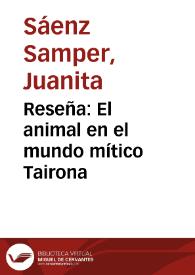 Reseña: El animal en el mundo mítico Tairona | Biblioteca Virtual Miguel de Cervantes