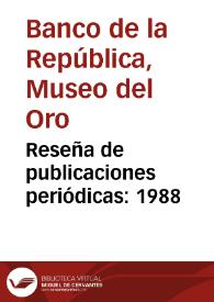 Reseña de publicaciones periódicas: 1988 | Biblioteca Virtual Miguel de Cervantes