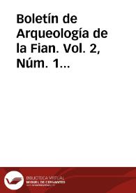 Boletín de Arqueología de la Fian. Vol. 2, Núm. 1 (1987) | Biblioteca Virtual Miguel de Cervantes