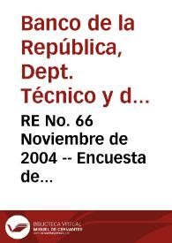 RE No. 66 Noviembre de 2004 -- Encuesta de expectativas de octubre de 2004 | Biblioteca Virtual Miguel de Cervantes