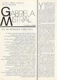 Gabriela Mistral en mi memoria (1889-1957). Veinte años después de su muerte / Por Carmen Conde | Biblioteca Virtual Miguel de Cervantes