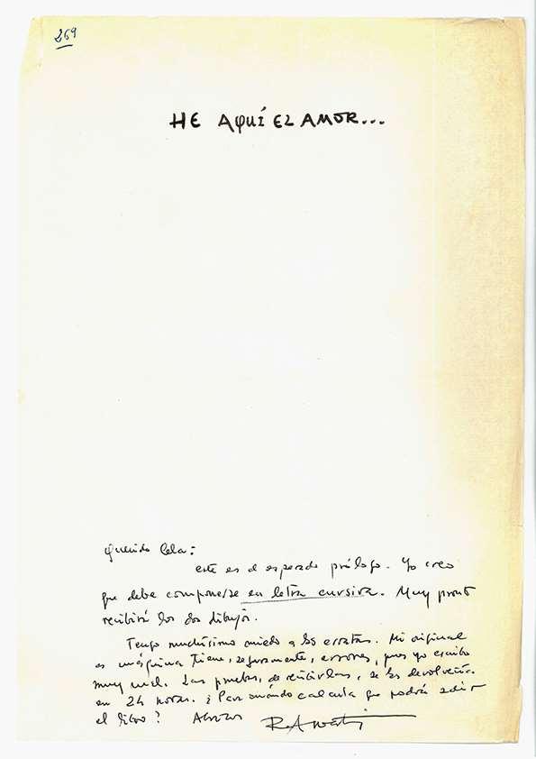 Carta de Rafael Alberti a Camilo José Cela [1965]
 | Biblioteca Virtual Miguel de Cervantes