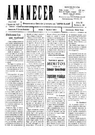 Portada:Amanecer : órgano de la sección literaria de \"Coro Clavé\" (Elche). Núm. 89, 7 de agosto de 1927