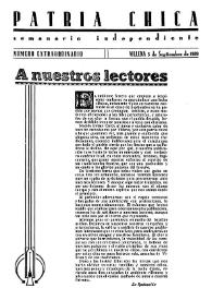 Patria Chica : Semanario Independiente. Núm. extraordinario, 5 de septiembre de 1929 | Biblioteca Virtual Miguel de Cervantes
