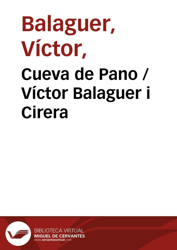 Cueva de Pano / Víctor Balaguer i Cirera | Biblioteca Virtual Miguel de Cervantes
