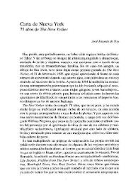 Carta de Nueva York. 75 años de "The New Yorker" / José Antonio de Ory | Biblioteca Virtual Miguel de Cervantes