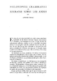 Philosophia grammatici o Sócrates sobre los Andes / por Antonio Tovar | Biblioteca Virtual Miguel de Cervantes