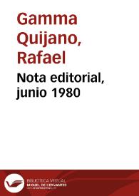 Nota editorial, junio 1980 | Biblioteca Virtual Miguel de Cervantes