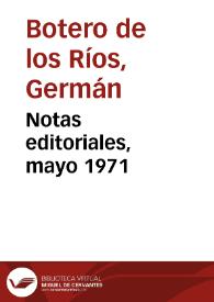 Notas editoriales, mayo 1971 | Biblioteca Virtual Miguel de Cervantes