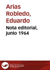 Nota editorial, junio 1964 | Biblioteca Virtual Miguel de Cervantes