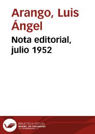Nota editorial, julio 1952 | Biblioteca Virtual Miguel de Cervantes