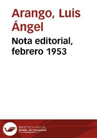 Nota editorial, febrero 1953 | Biblioteca Virtual Miguel de Cervantes