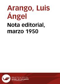 Nota editorial, marzo 1950 | Biblioteca Virtual Miguel de Cervantes