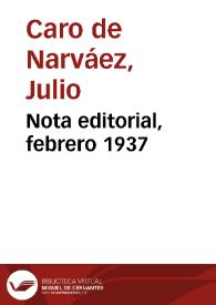 Nota editorial, febrero 1937 | Biblioteca Virtual Miguel de Cervantes