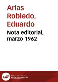 Nota editorial, marzo 1962 | Biblioteca Virtual Miguel de Cervantes
