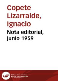 Nota editorial, junio 1959 | Biblioteca Virtual Miguel de Cervantes