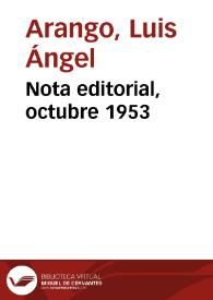 Nota editorial, octubre 1953 | Biblioteca Virtual Miguel de Cervantes