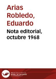 Nota editorial, octubre 1968 | Biblioteca Virtual Miguel de Cervantes