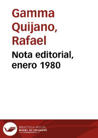 Nota editorial, enero 1980 | Biblioteca Virtual Miguel de Cervantes