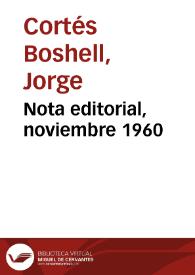 Nota editorial, noviembre 1960 | Biblioteca Virtual Miguel de Cervantes