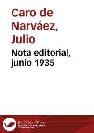 Nota editorial, junio 1935 | Biblioteca Virtual Miguel de Cervantes
