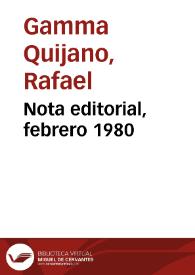 Nota editorial, febrero 1980 | Biblioteca Virtual Miguel de Cervantes