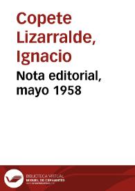 Nota editorial, mayo 1958 | Biblioteca Virtual Miguel de Cervantes