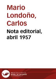 Nota editorial, abril 1957 | Biblioteca Virtual Miguel de Cervantes
