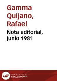 Nota editorial, junio 1981 | Biblioteca Virtual Miguel de Cervantes