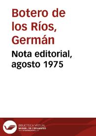 Nota editorial, agosto 1975 | Biblioteca Virtual Miguel de Cervantes