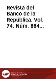 Portada:Revista del Banco de la República. Vol. 74, Núm. 884 (junio 2001)