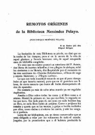 Remotos orígenes de la Biblioteca de Menéndez Pelayo / Enrique Menéndez Pelayo | Biblioteca Virtual Miguel de Cervantes