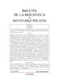 Boletín de la Biblioteca de Menéndez Pelayo. Año LXXXIV, enero-diciembre 2008 | Biblioteca Virtual Miguel de Cervantes