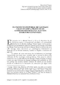 El proyecto editorial de Santiago Valentí Camp a través de su correspondencia con algunos escritores españoles / María Luisa Sotelo Vázquez | Biblioteca Virtual Miguel de Cervantes