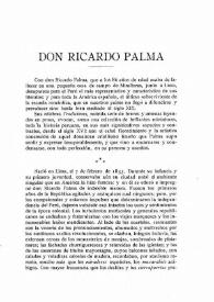 Don Ricardo Palma / José de La Riva-Agüero y Osma | Biblioteca Virtual Miguel de Cervantes
