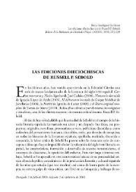 Portada:Las ediciones dieciochescas de Russell P. Sebold / Borja Rodríguez Gutiérrez
