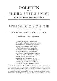 Cuatro sonetos de Vicenzo Monti traducidos por Menéndez y Pelayo / Vicenzo Monti | Biblioteca Virtual Miguel de Cervantes