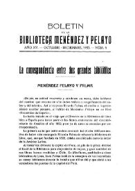 La correspondencia entre dos grandes bibliófilos: Menéndez Pelayo y Palma / Enrique Sánchez Reyes | Biblioteca Virtual Miguel de Cervantes