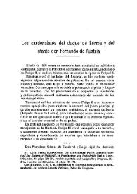 Los cardenalatos del duque de Lerma y del infante don Fernando de Austria / Ciriaco Pérez Bustamante | Biblioteca Virtual Miguel de Cervantes