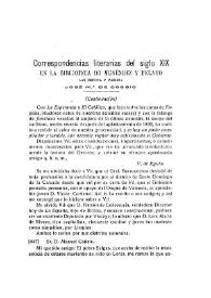 Correspondencias literarias del siglo XIX en la Biblioteca de Menéndez Pelayo (Continuación) / José María de Cossío | Biblioteca Virtual Miguel de Cervantes