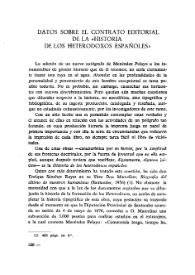 Datos sobre el contrato editorial de la "Historia de los heterodoxos españoles" / Emilio Clocchiatti | Biblioteca Virtual Miguel de Cervantes
