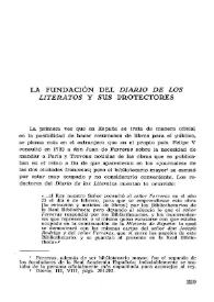 La fundación del "Diario de los Literatos" y sus protectores / Jesús M. Ruiz Veintemilla | Biblioteca Virtual Miguel de Cervantes