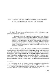Los títulos en los artículos de costumbres y en los relatos breves de Pereda / Magdalena Aguinaga Alfonso | Biblioteca Virtual Miguel de Cervantes